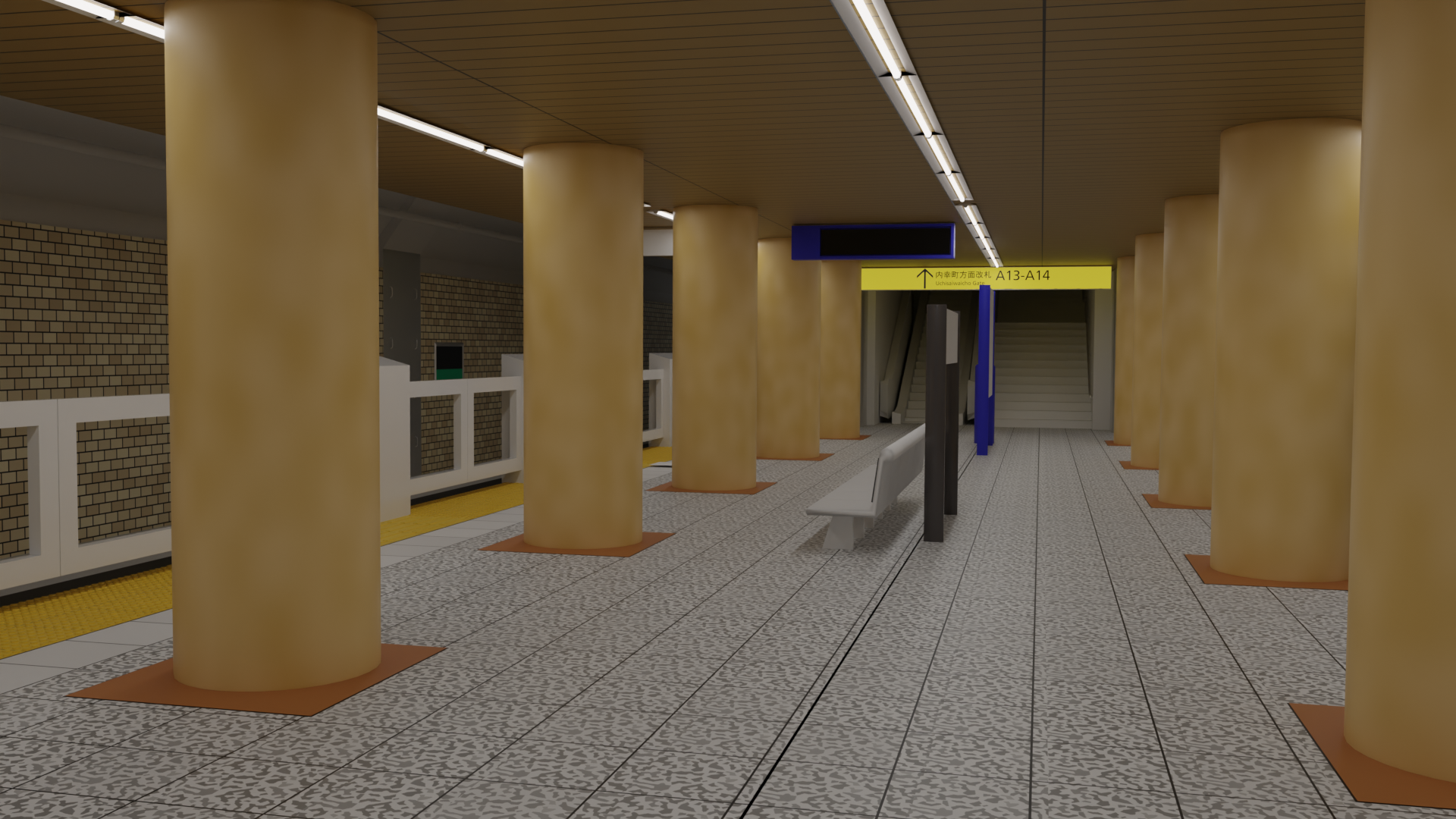 A view from the platform. Some parts haven't been fully modelled or textured yet.