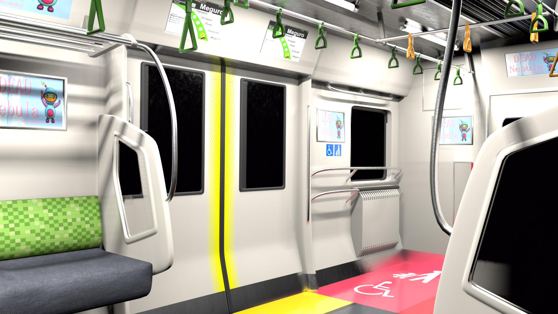 3D model of a metro train interior